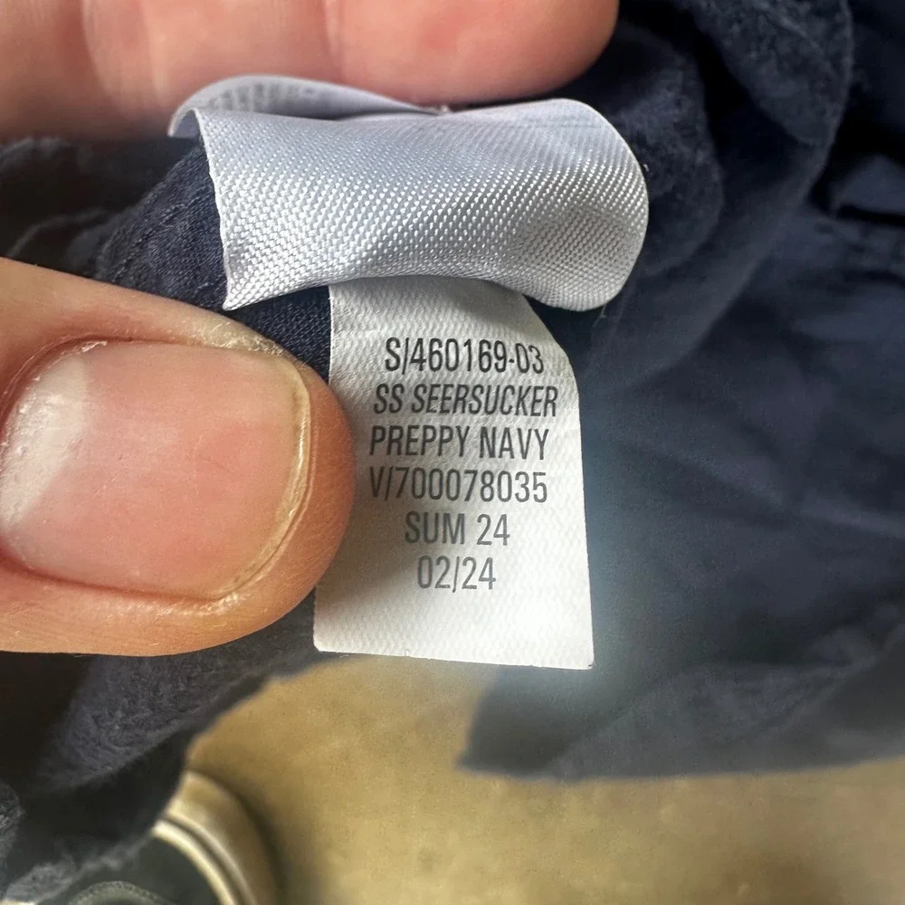 Banana Republic Shirt Mens M Navy Excellent SS Seersucker Button Down 460169-03